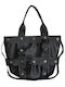 Schwarze Tote-Tasche aus Stoff für Damen