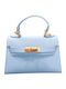 Hellblaue Damen-Flap-Tasche aus Leder