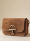 Braune Damen-Clutch aus Leder und Wildleder