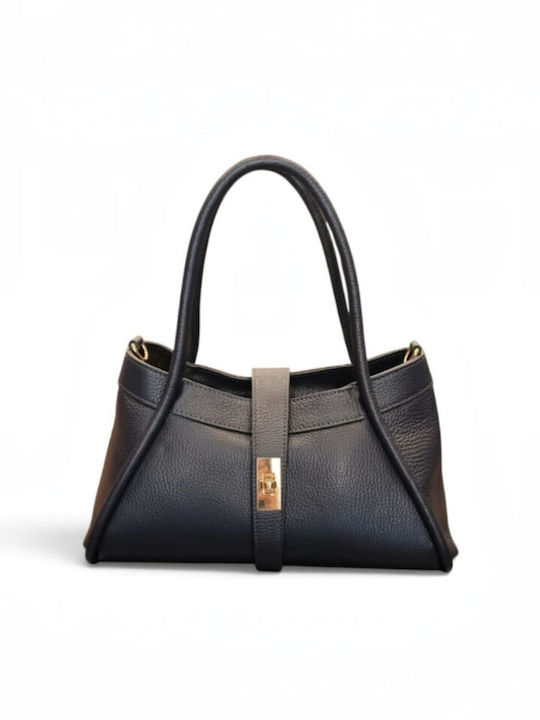 Leather Women's Tote Bag Dark Blue