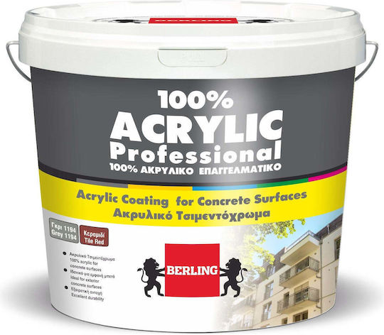 Berling Acrylic Water-Based Paint for Exterior Use Grey 9 Ltr