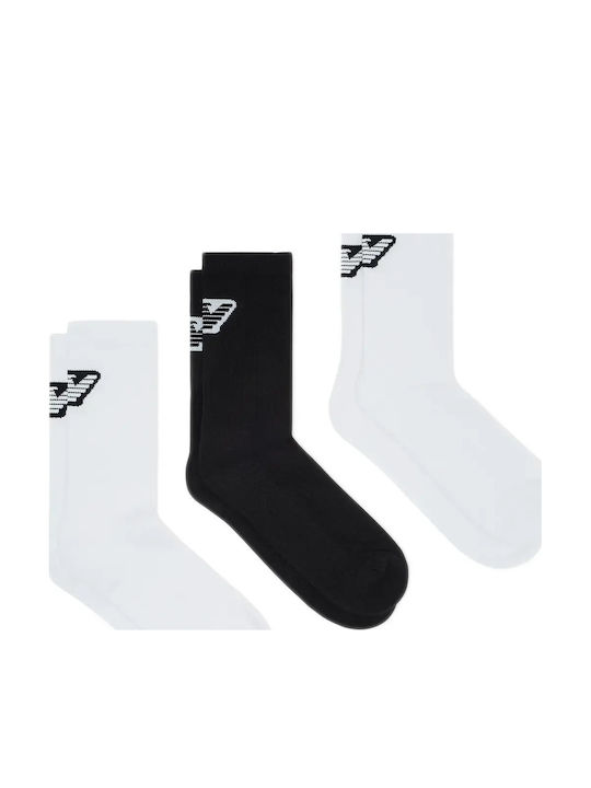 Emporio Armani Men's Ribbed Eagle Logo Socks 3 Pairs Black-White-White