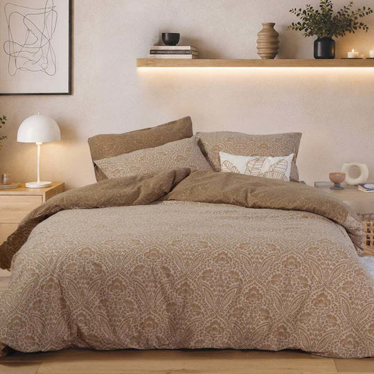 Nef-Nef Homeware Marcel Bettwäsche-Set für Super-Doppelbett mit Spannbettlaken 160x200+32 cm Gold (4 Stück)