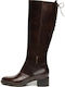 Leather Women's Boots with Elastic Brown