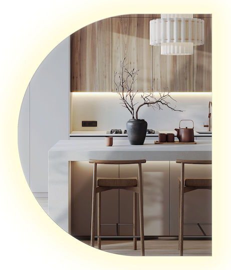 Tulup Καθρέπτης Τοίχου Τοξωτός με LED Φωτισμό 80x60cm