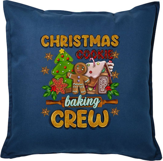 Tstudio Διακοσμητικό Μαξιλάρι Christmas Cookie Baking Crew — Μαξιλάρι Καναπέ Μπλε 100% Βαμβάκι, Περιέχεται Το Γέμισμα (50x50cm)