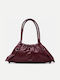 Burgundy Fabric Women's Drawstring Bag