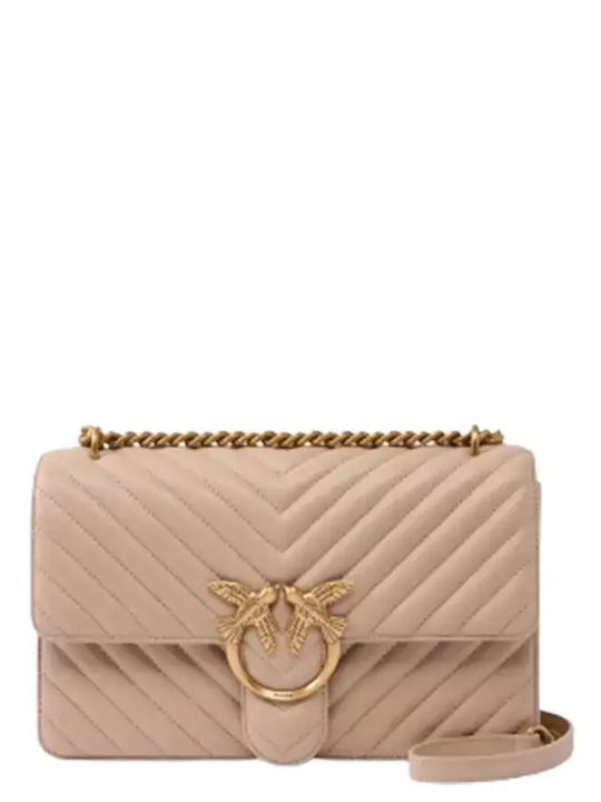 Pinko Classic Love Leather Women's Flap Bag Beige