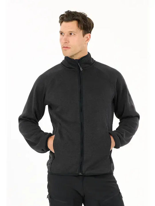 Herren-Fleecejacke mit Kapuze in Anthrazit