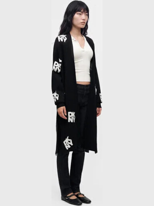 Long Women's Knitted Cardigan Black