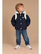 Kurze Kinder-Steppjacke mit Futter und Kapuze Blau