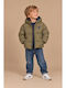 Kurze Gesteppte Kinderjacke mit Futter und Kapuze Grün