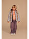 Kurze gesteppte Kinderjacke mit Kapuze Wine Red