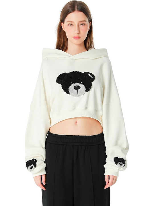 Mod Wave Movement Cropped-Damen-Hoodie White