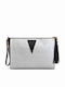 Triangle Geometry Leather Women's Clutch Silver / Black