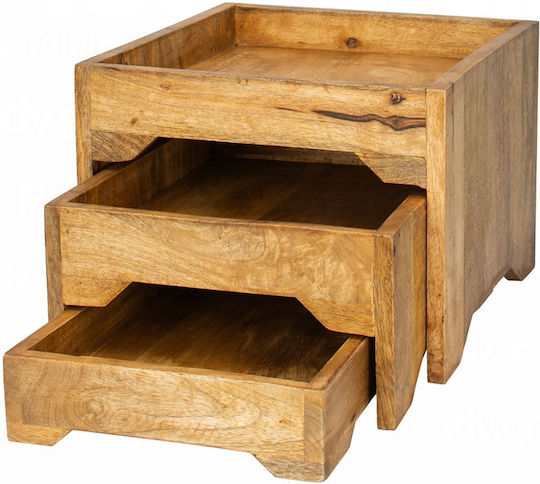 e-exoplismos Buffet-Präsentationsständer Kommode aus Mangoholz mit 3 Ebenen Naturfarbton