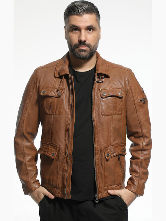 Papageorgiou Cognac Leather Jacket - Cognac