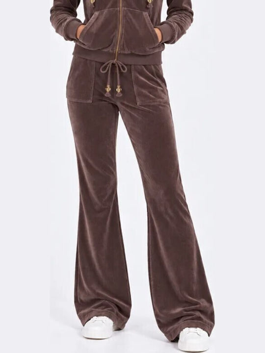 SugarFree Ausgestellte Samt-Jogginghose Dark Brown