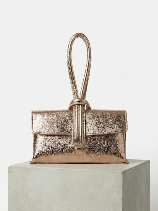 Leather Women's Clutch Pink Gold