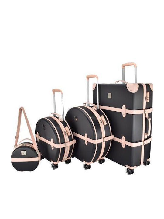 Semi Line Βαλίτσες Ταξιδιού Σκληρές Black + Pink Σετ 3τμχ